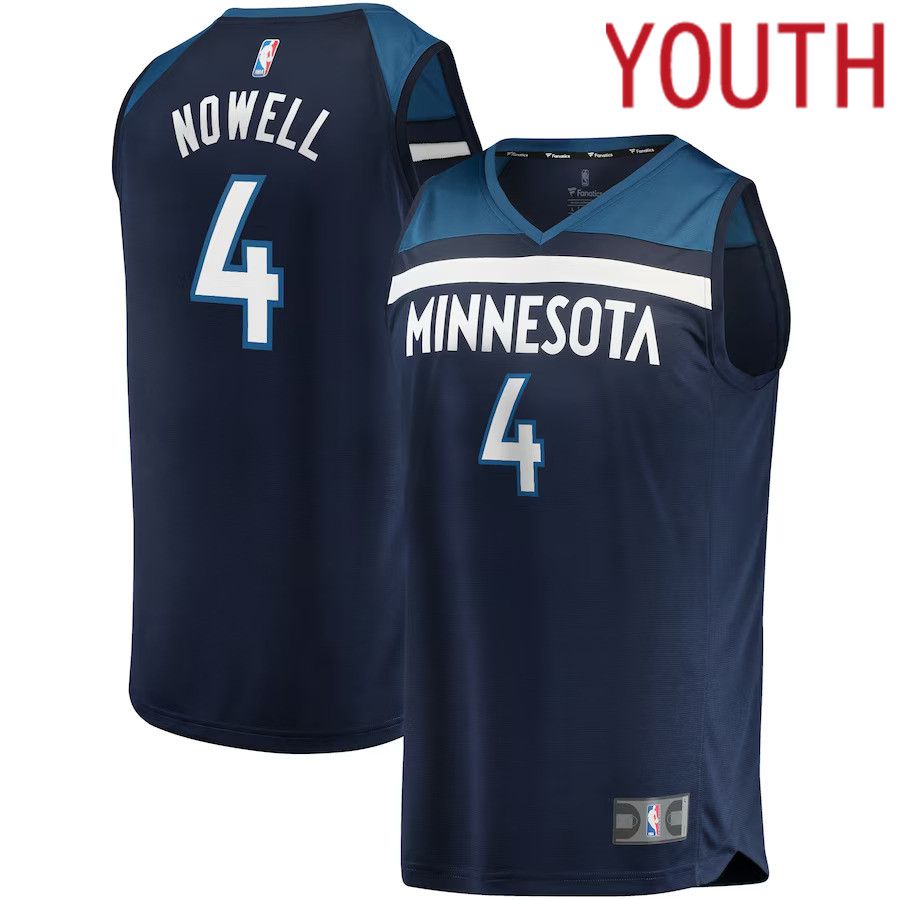 Youth Minnesota Timberwolves 4 Jaylen Nowell Fanatics Branded Navy Fast Break Replica NBA Jersey